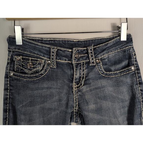 Miss Chic Womens Skinny Jeans Western Contrast Stitches Low Rise Denim Size 27W - Picture 5 of 12